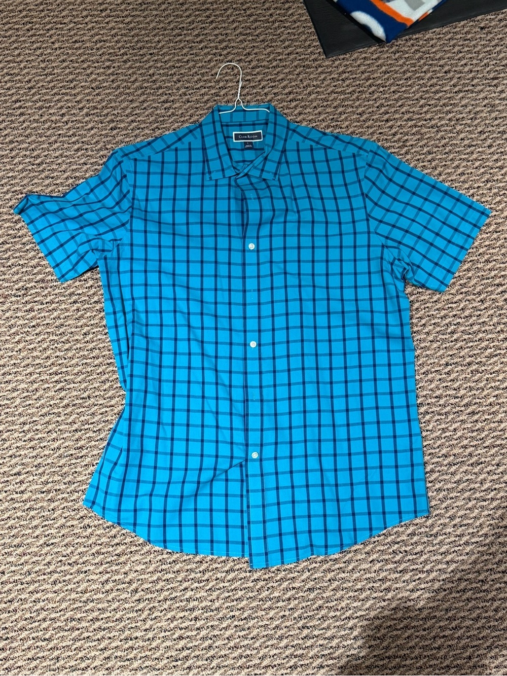 NEW Club Room Turquoise and Navy Plaid Button-Down Shirt